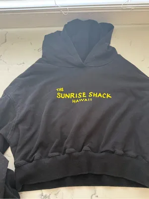 Black Crop Hoodie with Yellow Sunrise Shack Logo thumbnail 1
