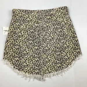 Free People Animal Print Distressed Denim Mini Skirt Size 29 NEW! Retail $78 thumbnail 2