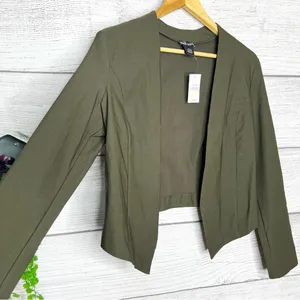 NWT Vintage Wet Seal Y2K Olive Green High Low Cropped Blazer Jacket Size XL thumbnail 3