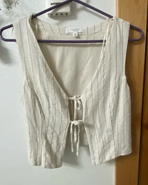 Tie front blouse Tan Size M thumbnail 1