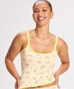 Savage X Fenty Cotton Essentials Sleep Lace-Trim Cami & Cheeky Panty Set thumbnail 1