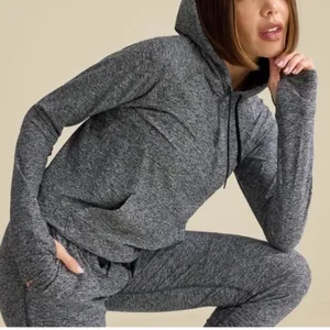Outdoor Voices Cloudknit Hoodie Gray Womens Medium Activewear Athleisure Lounge thumbnail 6