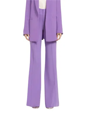 Alice + Olivia Dylan Linen Blend High Waist Wide Leg Purple Pants 0 in Solstice thumbnail 4