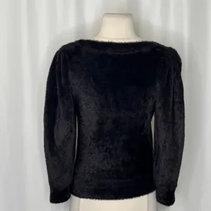 FREE PEOPLE Moonbeam Pullover Black Fuzzy Sweater 3/4 Sleeves Solid Scoop Small thumbnail 10