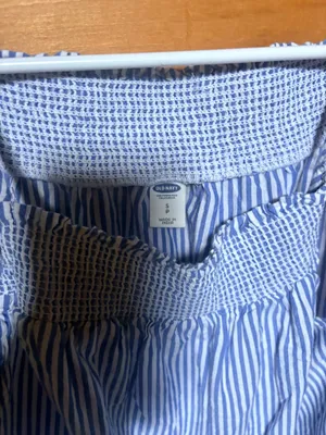 Old Navy Sleeveless Smocked Swing Top Blue White Striped thumbnail 3