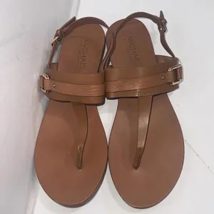 MICHAEL KORS Thong Sandals Brown Faux Leather Slingback Designer Shoes Sz 10‎ M thumbnail 7