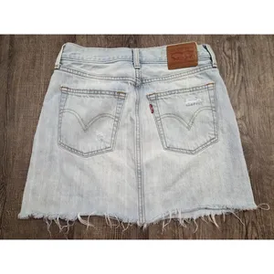 Levi's Light Wash Distressed Mini Jean Denim Skirt Women's 25 thumbnail 5