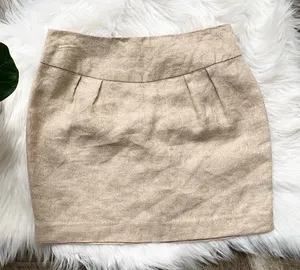 Michael Kors Cream and Gold Linen Skirt Size 4 thumbnail 1