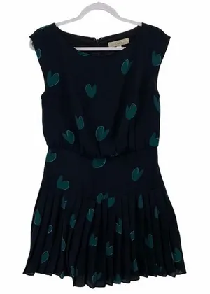 LOFT Heart Print Chiffon Pleated Sleeveless‎ Dress thumbnail 1