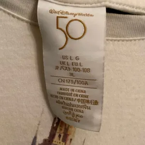 Disney Parks World 50th Anniversary Fantasyland Castle Cream Color Cropped Tee L thumbnail 3