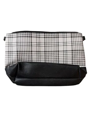 Elim & Paul Black White Check Lattice Pattern Shoulder Tote Handbag Purse Set thumbnail 5