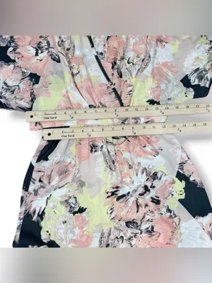 Bar III Floral Boho Faux Wrap Dolman Sleeve Maxi Dress Peach Black Multi XS thumbnail 10