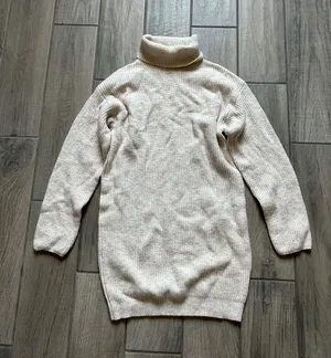 MOTF Cream Ribbed Turtleneck Mini Dress thumbnail 1