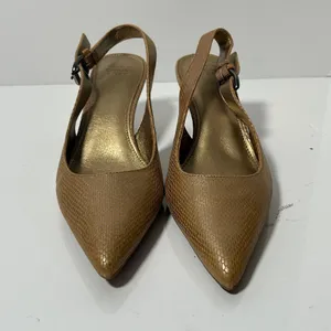 Circa Joan & David Luxe Carolynne Gold Snakeskin Leather Slingback Pumps 8M‎ thumbnail 4