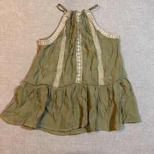 Boho Olive Green‎ Boho Halter Top Small Embroidered Peplum Tank Blouse Fairycore thumbnail 2