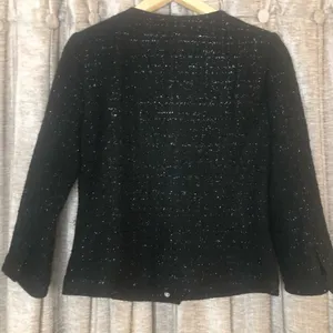 Laundry by Shelli Segal Black Metallic Tweed Blazer thumbnail 3