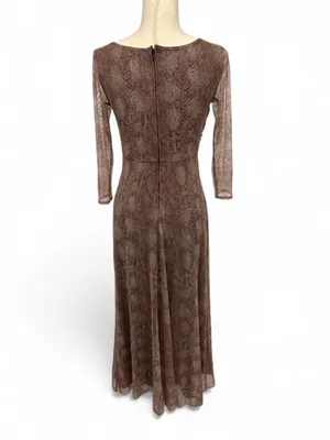 Vintage Brown multi snake print maxi dress size xs/s thumbnail 4