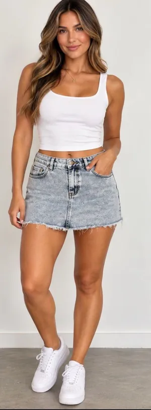 High-Rise Light Acid-Wash Denim Mini Shorts thumbnail 1
