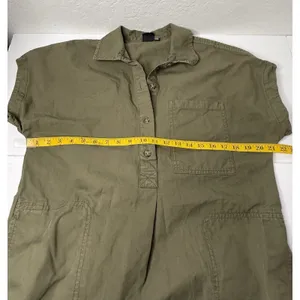 GAP Utility Popover Shirt Dress Women Sz Small Army Green Minimal Hipster Casual thumbnail 4