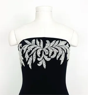 Vintage Y2K Beaded Embellishment Strapless Gown in Black | Size 4 thumbnail 2