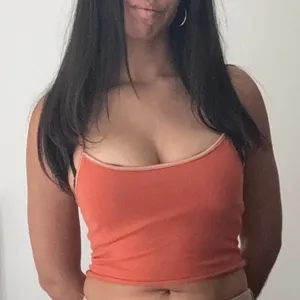 Brittany Black Burnt Orange Cropped Cami Top with Adjustable Straps Size M thumbnail 1