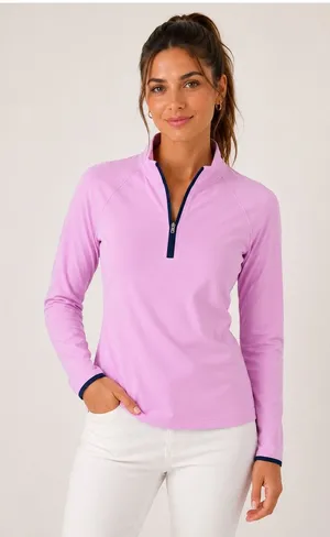Peter Millar Women’s Pink Quarter Zip Performance Pullover Golf Tennis Preppy L thumbnail 1
