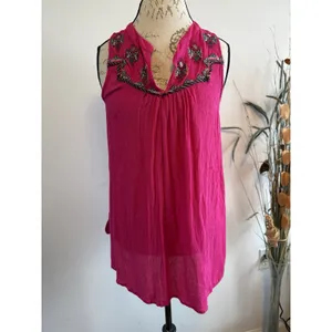Maeve Anthropologie Pink Embroidered Tunic Tank Top Blouse Size M‎ Geometric thumbnail 2