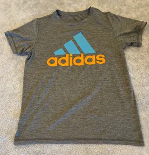 Women’s adidas Gray Tee with Blue Logo and Orange logo Size Medium thumbnail 1