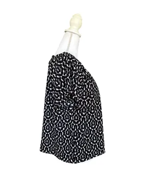 Loft Geometric Black/White Flutter Sleeve Print Top- Size M thumbnail 3