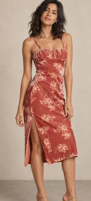 Anthropologie Hutch Hayden Velvet Slip Floral Maxi Dress thumbnail 1