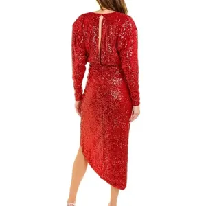 NWOT Alexia Admor Silena Surplice Midi Dress Red Sequin V-Neck Womens Size XS thumbnail 3
