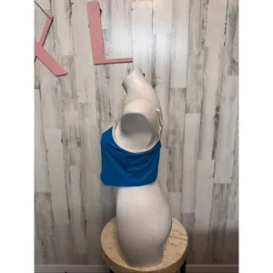 Aerie Real Good Ribbed Scoop Neck Bikini Top Blue/Cream Women’s XL thumbnail 3