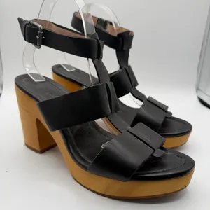 Madewell Irving Black Leather T Strap Platform Clog Heels Women’s 9.5 F0089 thumbnail 1