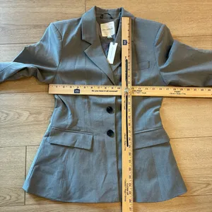 NWT Avec Les Filles x Anthropologie Sculpted Hourglass Blazer Jacket Grey Size S thumbnail 6