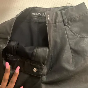Nasty Gal Black faux leather flare slit pants thumbnail 4