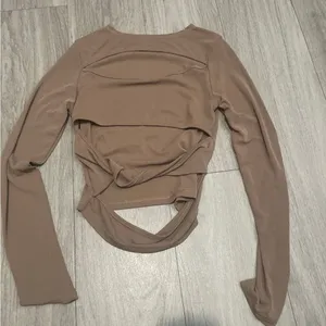 Elegant Tan Long Sleeve Top thumbnail 1