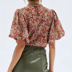 NWT Minkpink Gabae High Neck Floral Blouse‎ in Red Multi Size Small thumbnail 3