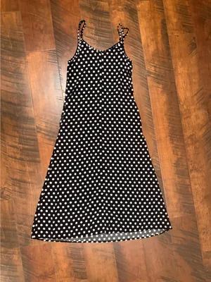 Midi Polka Dot Dress Black Size M thumbnail 2