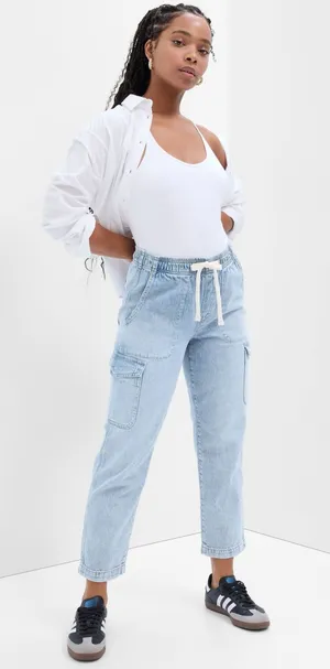 GAP Blue Mid Rise Easy Cargo Jeans thumbnail 1
