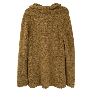 Free People Tan Knit Button-Up Cardigan Sweater Womens L Wool Blend cozy comfy thumbnail 4