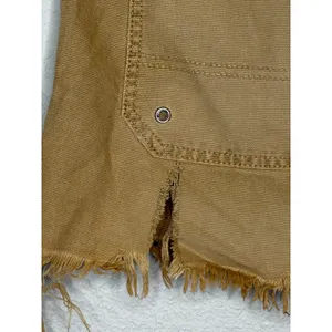 Free People Utility Cargo Mini Skirt Size 27 Brown Distressed Raw Hem thumbnail 6