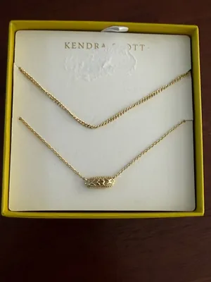 Kendra Scott Emma Filigree Gold Layered Necklace Set Double Chain New thumbnail 3