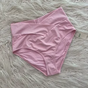Aerie High Rise Full Coverage Crossover Bikini Bottom Bloom Medium thumbnail 3