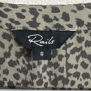 Rails Karla Olive Lynx Green Black Cheetah Print Smocked Waist Mini Dress Small thumbnail 4