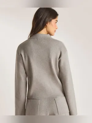 LOUNGE Knitted Oversized Shirt - Warm Grey thumbnail 5