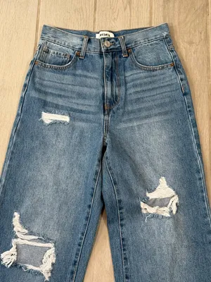 RSQ Medium Blue High-Rise Wide Leg Distressed Jeans thumbnail 4