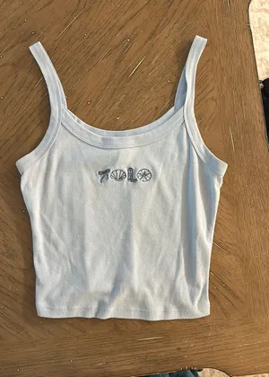 Beach Embroidered Tank Top Blue thumbnail 1