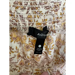 Aqua Quinn Smocked Crinkle Paisley Floral Square Neckline Peasant Tank Top S thumbnail 3