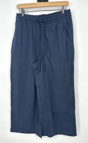 Lands End Pants Womens M Navy Blue Sport Knit Wide Leg Sweatpants Lounge Active‎ thumbnail 1