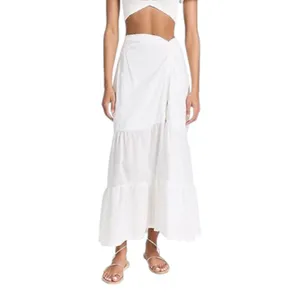 Peixoto Revolve Valentina White Swiss Dot Tiered High Slit Maxi Skirt Small thumbnail 7